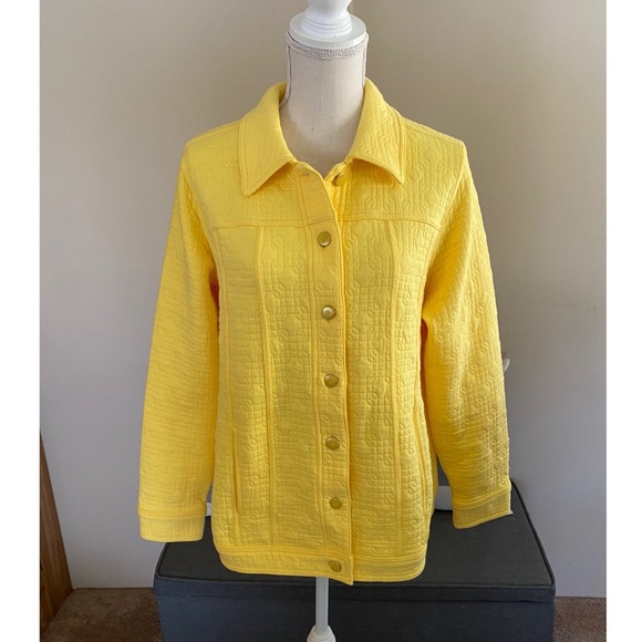 Isaac Mizrahi Yellow Quilted Knit Jacket Size 1X